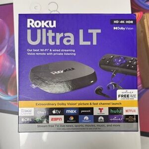 Roku Ultra LT Streaming Player - Purple and Black Packaging